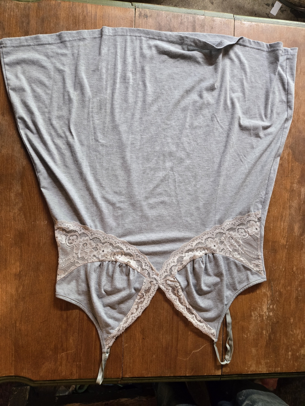 Soft Grey Lace-Trim Slip Dress for Women